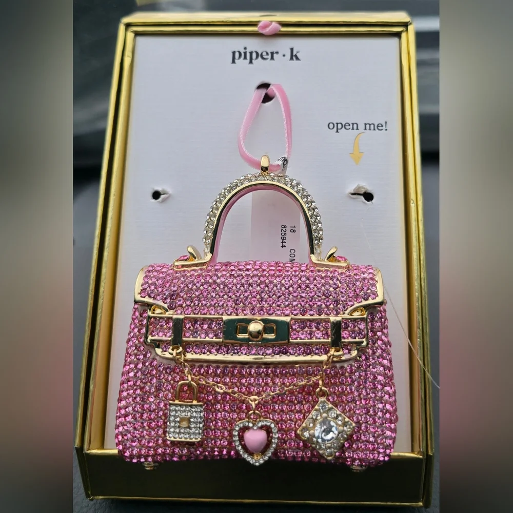 Piper K Pink Rhinestone Handbag Purse Bling Ornament 2025 Collection Nwt - Picture 1 of 2